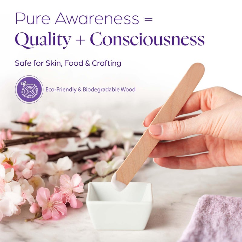 PURE AWARENESS 150 Wooden Wax Stick â€“ Applicator Sticks for Hair Removal â€“ Disposable Popsicle & Craft Sticks â€“ Professional Salon & Home Supplies â€“ For Hot Wax, Hard Wax, Stripless & Brazilian Treatments - Image 5