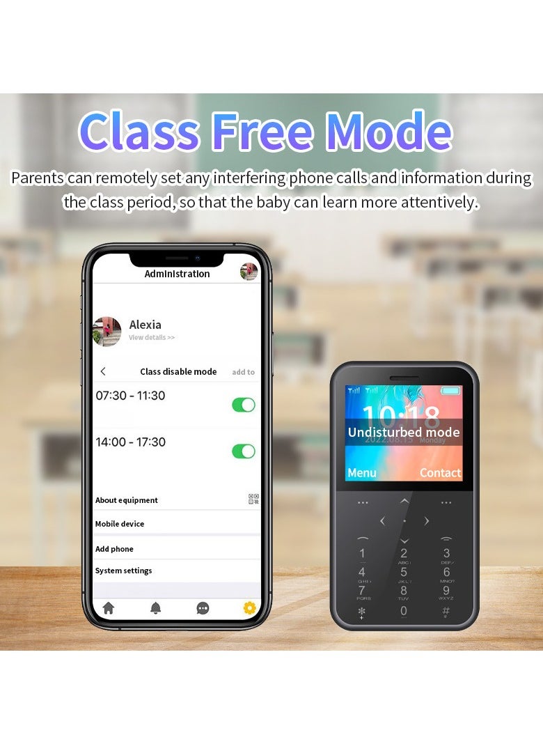 OPO Mini Children's Card Pocket Phone Student Keypad Phone with Location Tracking and Internet Game Restriction