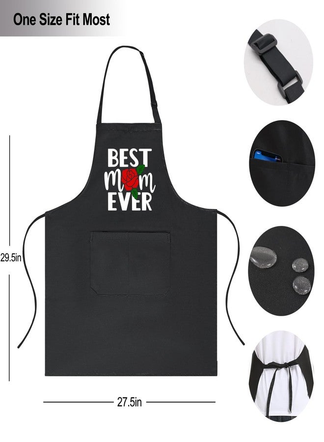 Jpayxese Cooking Aprons for Women with Pockets, Best Mom Ever Apron for Baking Kitchen Chef, Gifts for Mom from Daughter Son, Mom Gifts for Birthday Mother’s Day Christmas - Image 2