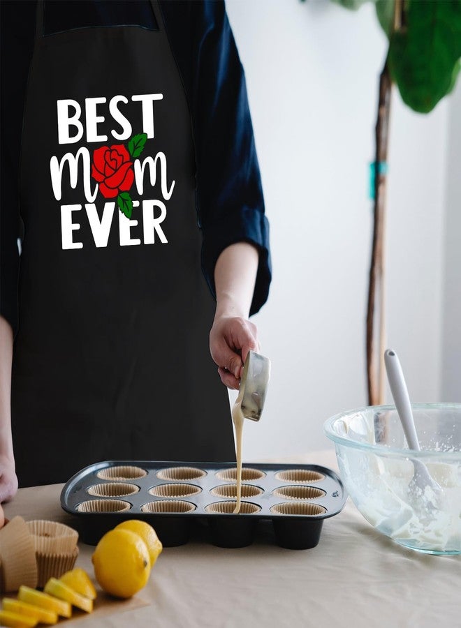 Jpayxese Cooking Aprons for Women with Pockets, Best Mom Ever Apron for Baking Kitchen Chef, Gifts for Mom from Daughter Son, Mom Gifts for Birthday Mother’s Day Christmas - Image 3