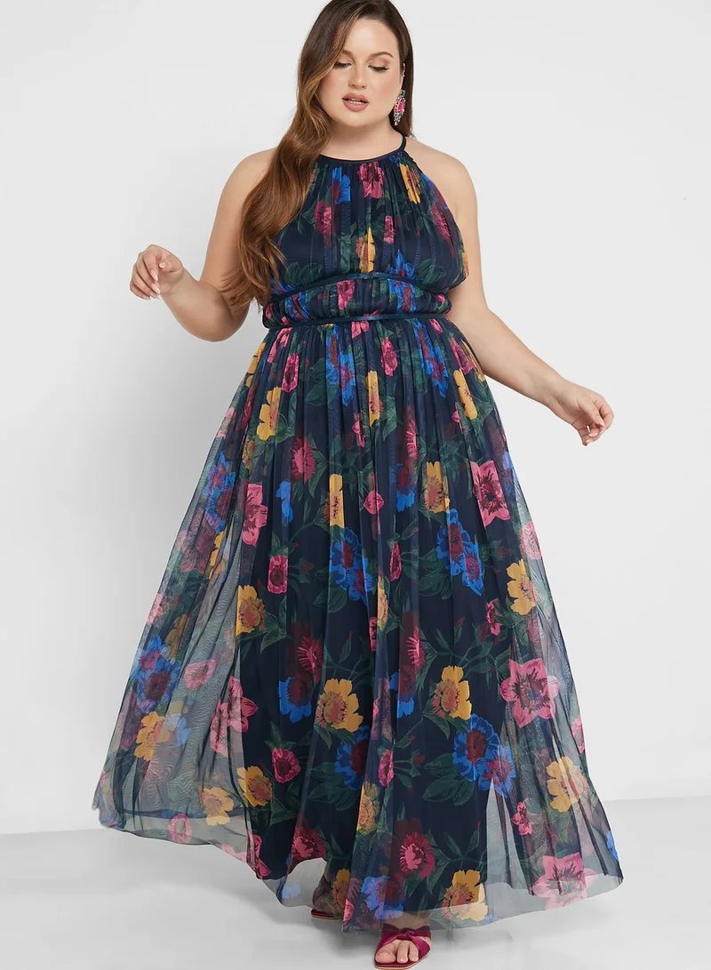 Anaya with Love Curve Printed Halter Neck Dress
