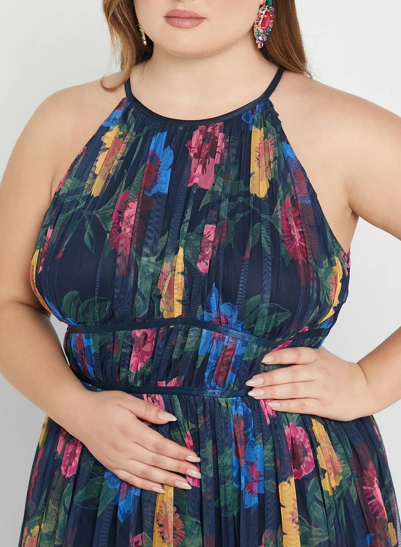 Anaya with Love Curve Printed Halter Neck Dress