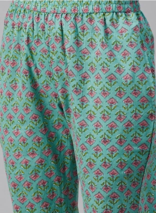 Yuris  Yuris Women Green  Peach-Coloured Printed Kurta with Palazzos  Dupatta for Women | Best Price UAE