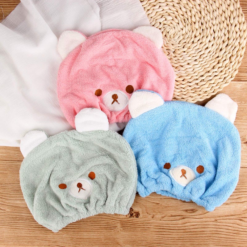 Lamoutor 3Pcs Hair Drying Towel for Kids Girls Soft Absorbent Kids Dry Hair Cap Kids Hair Towel Wrap Head Towel Wraps for Kids - Image 2