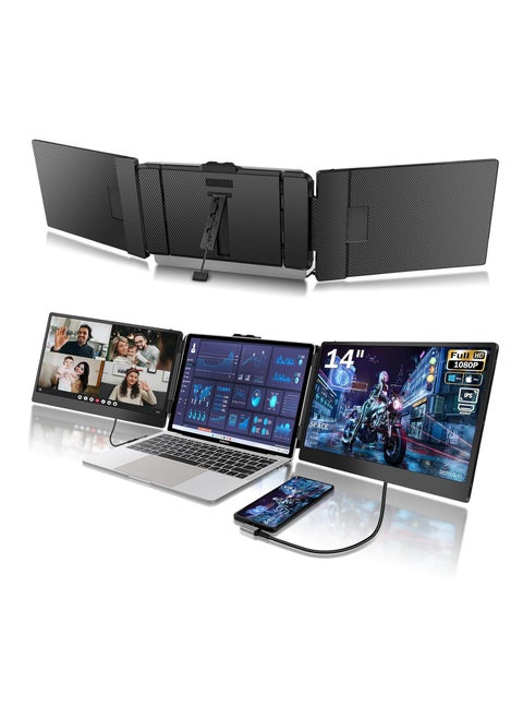 Laptop Screen Extender Monitor Triple Portable Monitor for Laptop 14 Inch 1080p Fhd IPS Laptop Monitor Extender Plug and Play Type-C/Hdmi for Windows, Mac 13-17.3 Inch Laptop