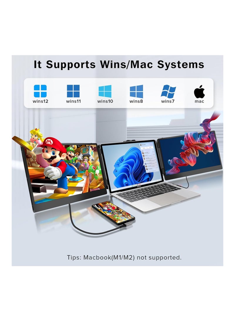V2COM - Laptop Screen Extender Monitor Triple Portable Monitor for Laptop 14 Inch 1080p Fhd IPS Laptop Monitor Extender Plug and Play Type-C/Hdmi for Windows, Mac 13-17.3 Inch Laptop - Image 1