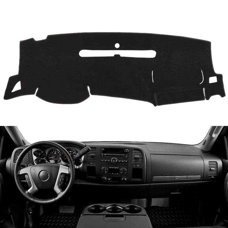 BLIBLIUNIT Dashboard Cover for GMC Sierra and Chevrolet Silverado Fits 20072013 Models with Two Glove Boxes Custom Fit Dash Mat Wont Break Dash SensorsPremium CarpetBlack