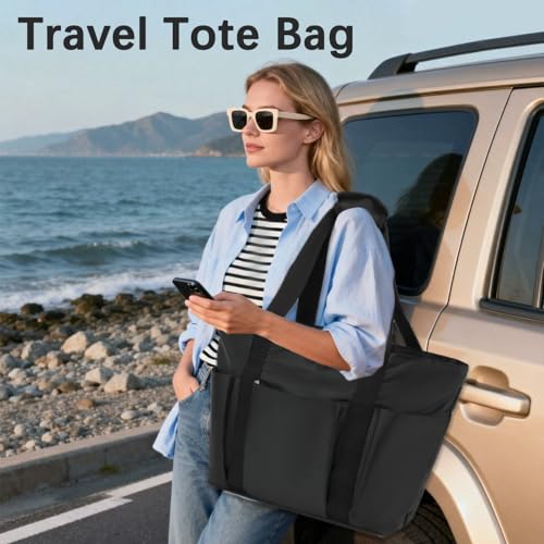 Fammart Waterproof Beach Bag for Women with Wet Pocket Large Zipper Beach Tote Pool Bags Compatible with Stanley CupSandproof Travel Cruise Essentials - Image 3