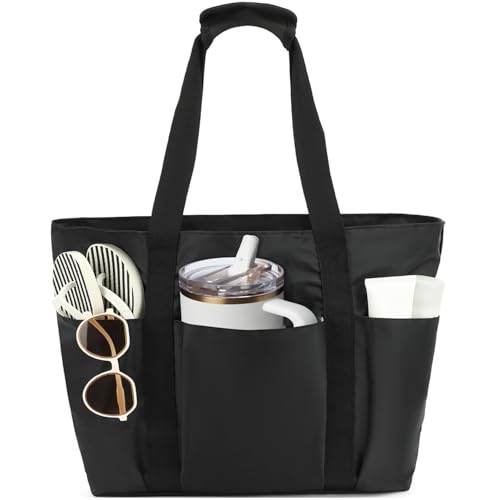 Fammart Waterproof Beach Bag for Women with Wet Pocket Large Zipper Beach Tote Pool Bags Compatible with Stanley CupSandproof Travel Cruise Essentials - Image 1