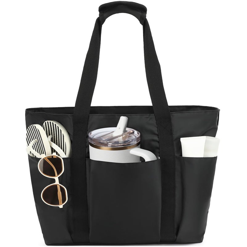 Fammart Waterproof Beach Bag for Women with Wet Pocket Large Zipper Beach Tote Pool Bags Compatible with Stanley CupSandproof Travel Cruise Essentials - Image 2