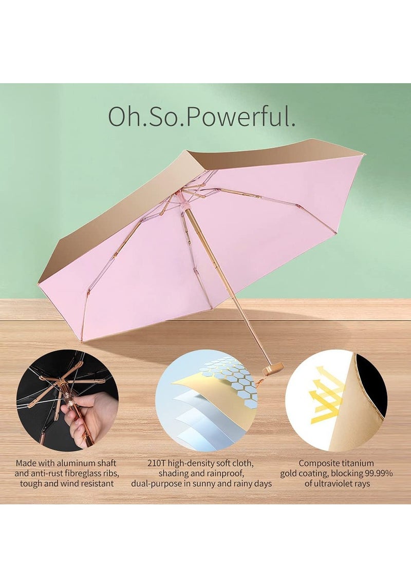 KASTWAVE - Mini Pocket Umbrella, Folding Umbrellas Compact Mini Travel Umbrella Light Compact Design, Waterproof and UV Proof, Compact and Portable Windproof Water Repellent Can be Put in a Personal Pocket - Image 1