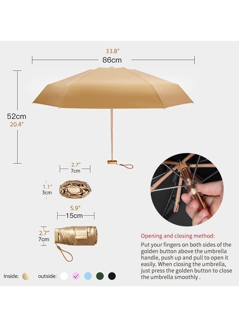 KASTWAVE - Mini Pocket Umbrella, Folding Umbrellas Compact Mini Travel Umbrella Light Compact Design, Waterproof and UV Proof, Compact and Portable Windproof Water Repellent Can be Put in a Personal Pocket - Image 1