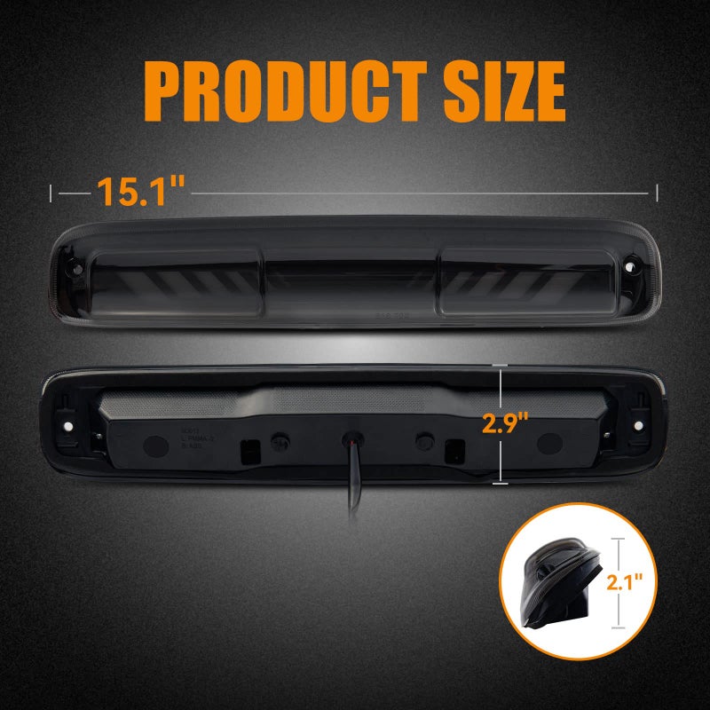 Cxdar مصباح الفرامل الثالث Cxdar لـ 1999-2006 Chevy Silverado/GMC Sierra 1500 2500 3500HD 2007 Silverado/Sierra الطراز الكلاسيكي LED نفق الوقت المتسلسل العالي للإيقاف الخلفي مصباح الذيل المركزي - Image 5