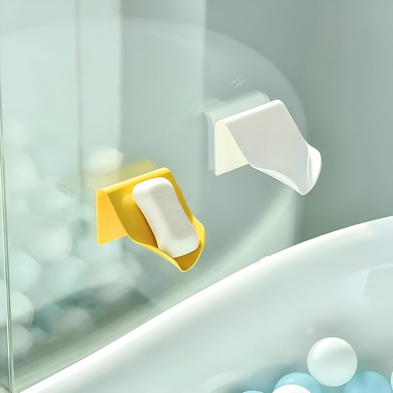 Wall Organizer - Self-Adhesive Soap Dish Holder for Bathroom and Kitchen, Minimalist White Plastic Accessory, Ensures Fast Drying and Clean Storage, Convenient Space-Saving Shower Rack Design - Image 4