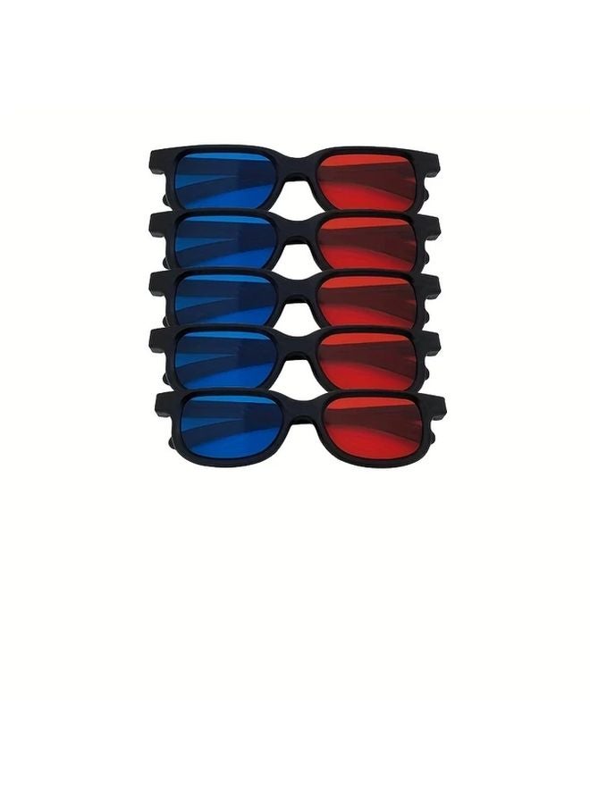 5 Pairs Red Blue 3D Glasses for Movies Gaming No Power Needed Lightweight Design - Image 1