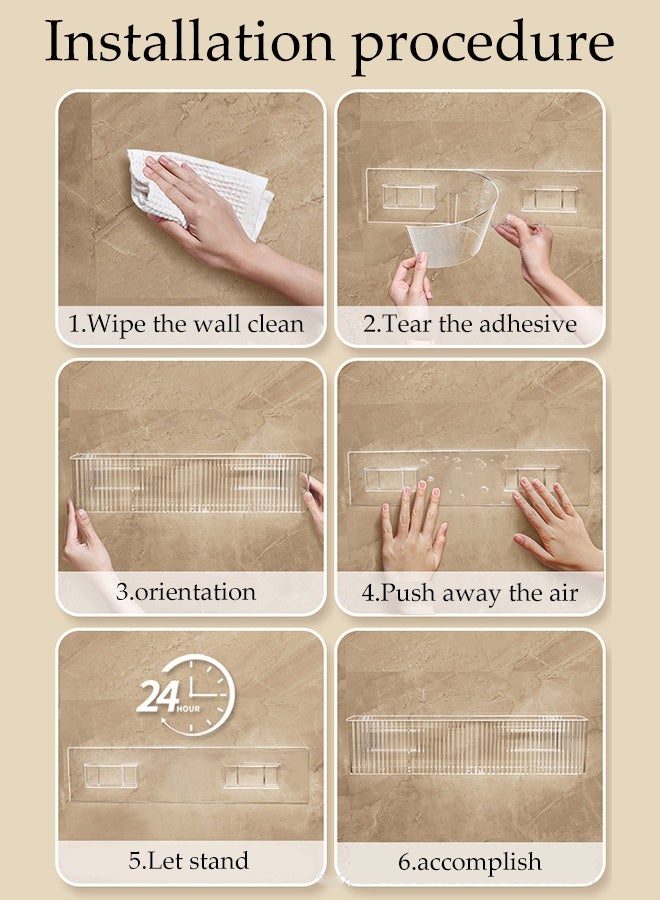 DUNISO Clear Acrylic Shelf,No Drilling Adhesive Wall Mounted Shower Shelf for Bathroom,Hanging Storage Rack ,Shower Caddy,Multipurpose Bathroom Holder - Image 4