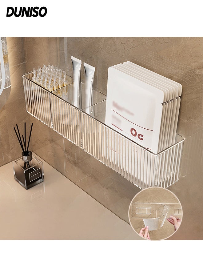 DUNISO Clear Acrylic Shelf,No Drilling Adhesive Wall Mounted Shower Shelf for Bathroom,Hanging Storage Rack ,Shower Caddy,Multipurpose Bathroom Holder - Image 1