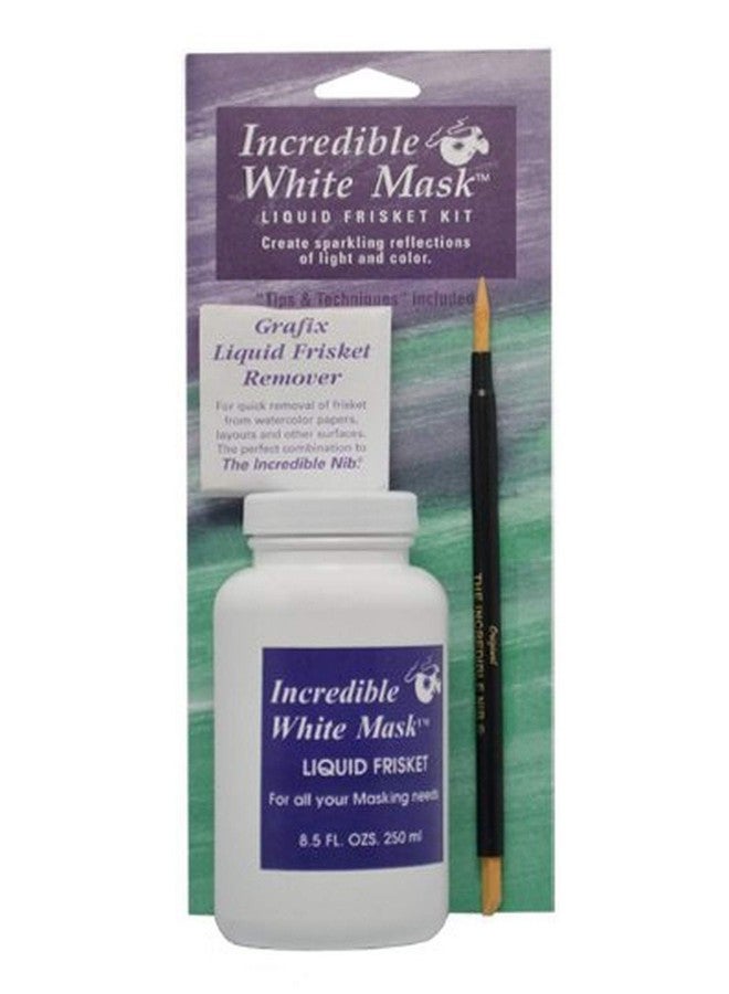 Grafix Incredible Liquid Frisket Kits - 8.5 Ounce - Kit Includes 8.5 Ounce Bottle of White Mask Liquid Frisket, The Incredible Nib, and Liquid Frisket Remover Tool. - Image 1