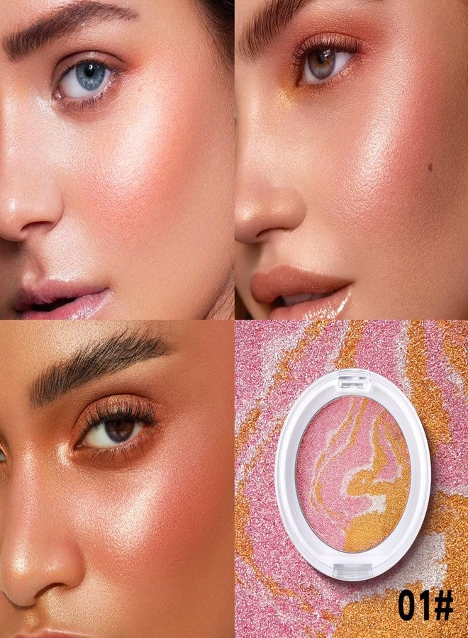 Boobeen Baked Powder Blush, Lightweight Shimmery face Blush for Cheeks, Eyeshadow, Brighten Compact for Face, Create a Radiant, Natural Glowing for All day Wear - Image 2
