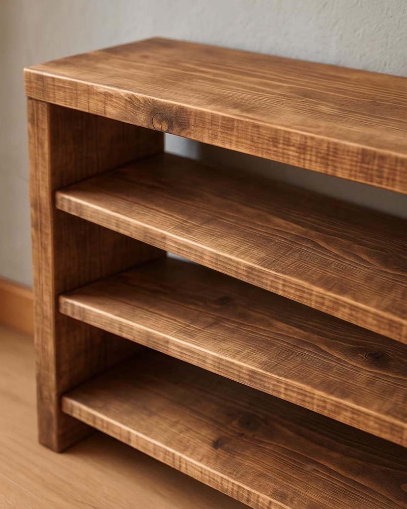 Dantawood Handmade Wooden Shoe Storage Bench – Entryway Shoe Organizer Rack for Mudroom, Hallway, and Small Space Organization 3-Tier - Image 4