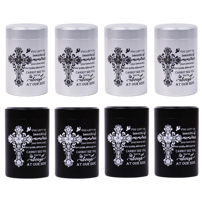 BRUKUSUR 3 Inches Small Urns for Human Ashes Set of 8 Mini Urns for Sharing Small Keepsake Urns Memorial Ashes HolderCross - Image 2