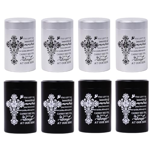 BRUKUSUR 3 Inches Small Urns for Human Ashes Set of 8 Mini Urns for Sharing Small Keepsake Urns Memorial Ashes HolderCross - Image 1