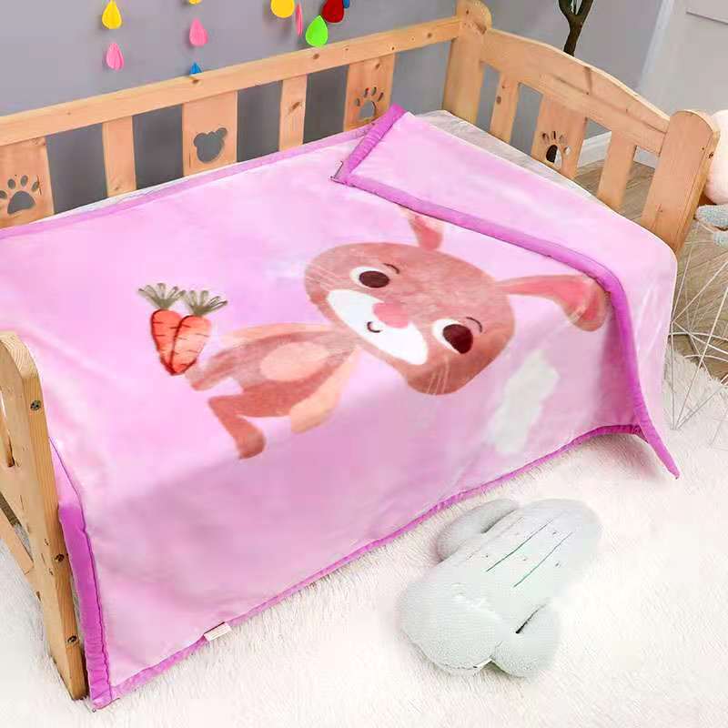 Autumn and winter newborn blanket childrens blanket double thick winter cloud blanket kindergarten knitted blanket wholesale Bunny Purple 110*140 