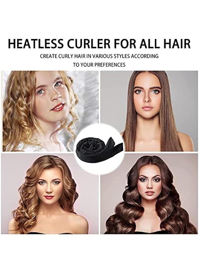MOXO No Heat Curling Headband Women Heatless Curling Curlers Rod Headband for Long Hair for Long Hair Velour Curling Ribbon with Hair Cli Soft Sleep Overnight Curlers for Women Girls (black)  - Image 4