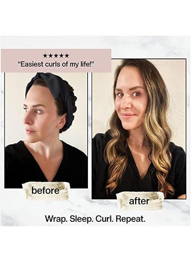MOXO No Heat Curling Headband Women Heatless Curling Curlers Rod Headband for Long Hair for Long Hair Velour Curling Ribbon with Hair Cli Soft Sleep Overnight Curlers for Women Girls (black)  - Image 5