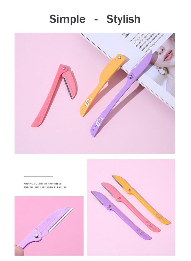 Feather 3-Piece Flamingos Ladies Razor For Facial And Body Hair Yellow/Pink/Purple Makeup Tool  - Image 3