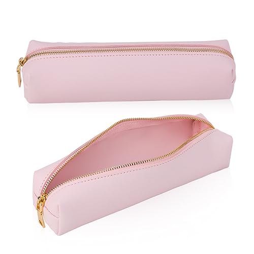 Oyachic Pink Pencil Case,Small Pencil Pouch, Long Leather Cute Aesthetic Makeup Pen Bag - Image 1