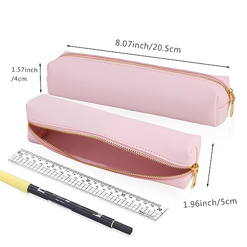 Oyachic Pink Pencil Case,Small Pencil Pouch, Long Leather Cute Aesthetic Makeup Pen Bag - Image 4
