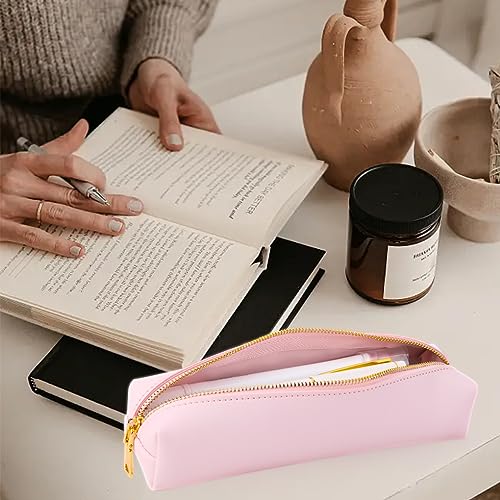 Oyachic Pink Pencil Case,Small Pencil Pouch, Long Leather Cute Aesthetic Makeup Pen Bag - Image 3
