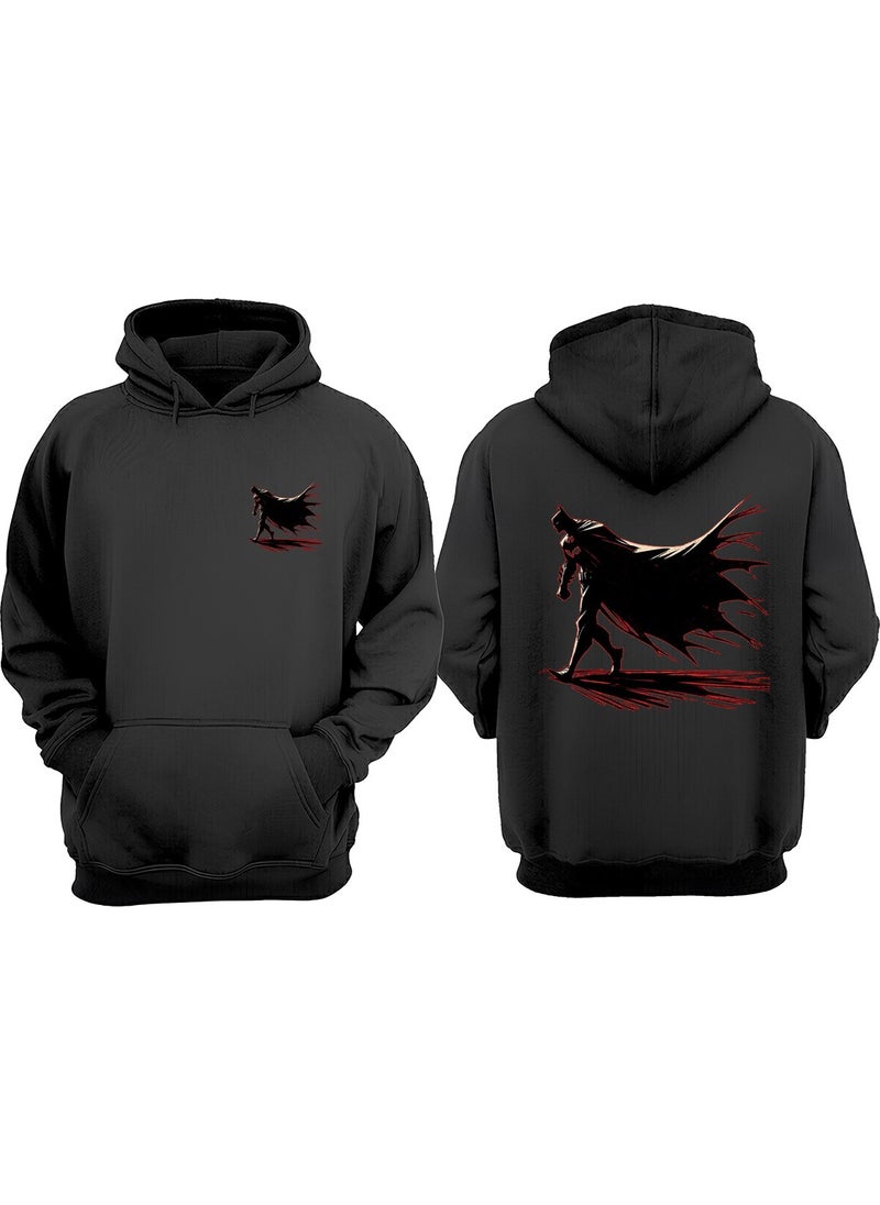 The Wert - Unisex Batman Red Design Front Back Printed Regular Fit Black Sweatshirt - Image 1