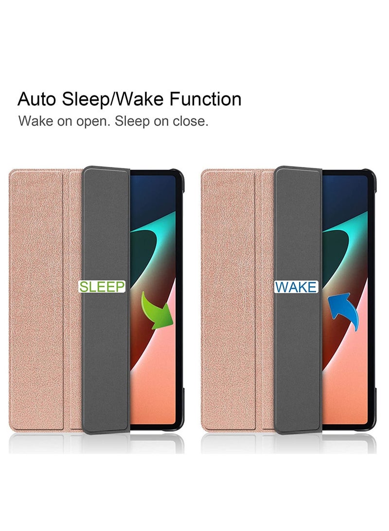 Case For Xiaomi Pad 5/5 Pro, Premium PU Leather Case, Anti-dirty and Anti-drop, Slim Flip Shell Case for Xiaomi Pad 5/5 Pro -Rose gold - Image 2