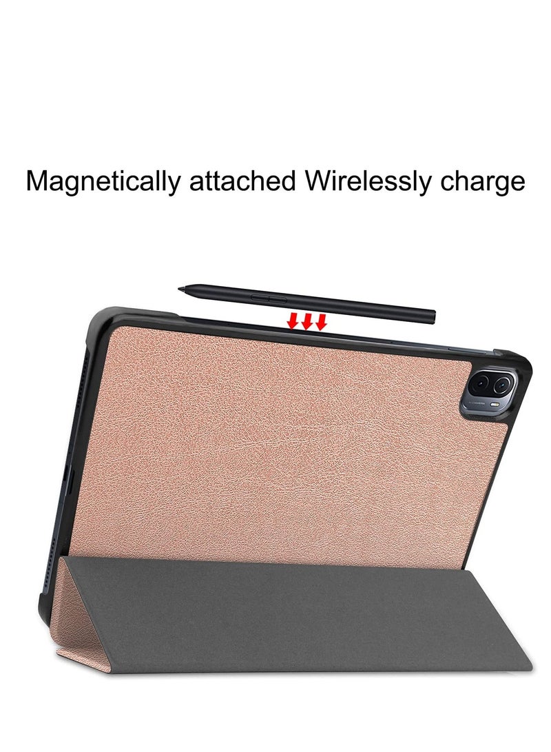 Case For Xiaomi Pad 5/5 Pro, Premium PU Leather Case, Anti-dirty and Anti-drop, Slim Flip Shell Case for Xiaomi Pad 5/5 Pro -Rose gold - Image 4
