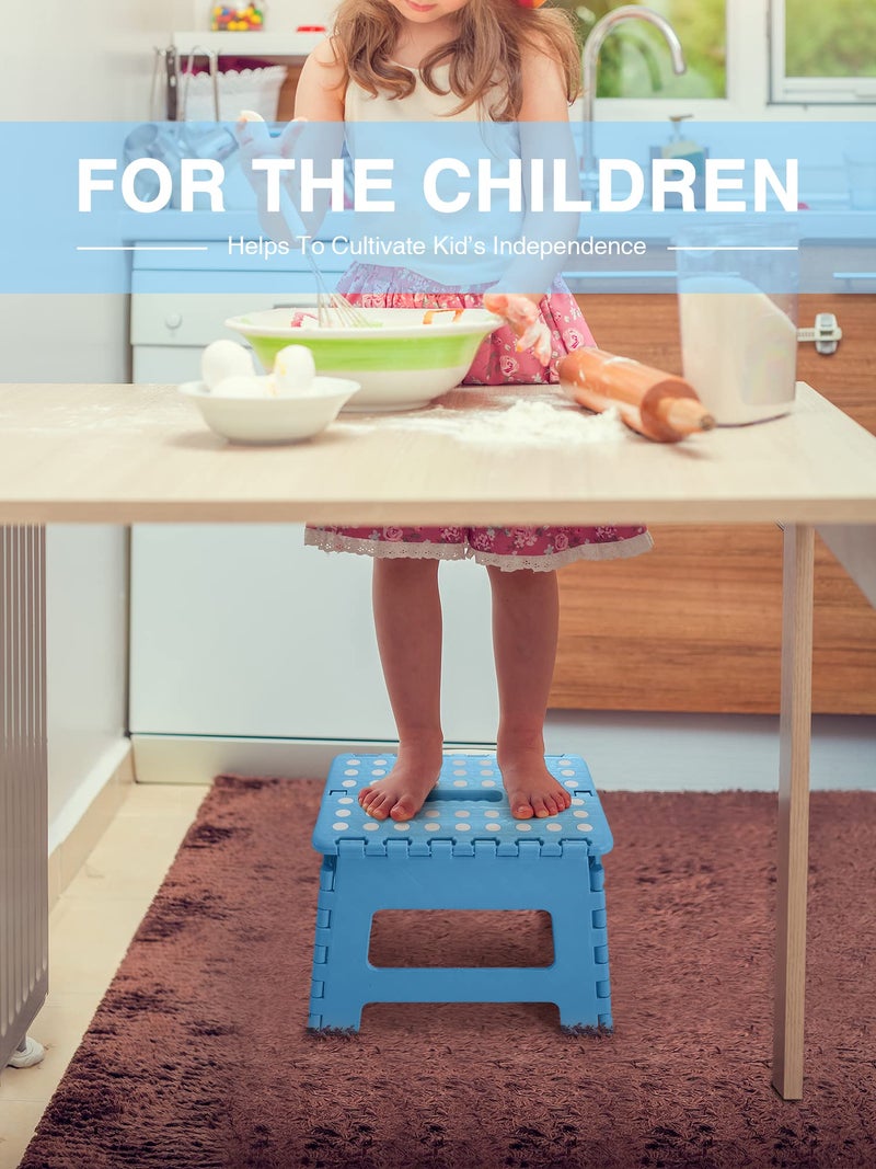 Dyforce Folding Step Stool 9", Kids Step Stool, Heavy Duty Step Stools for Adults, Compact Foot Stools, Light-Weight Toddler Step Stools for Kitchen, Bathroom, Holds Up to 300 lbs (Blue) - Image 4