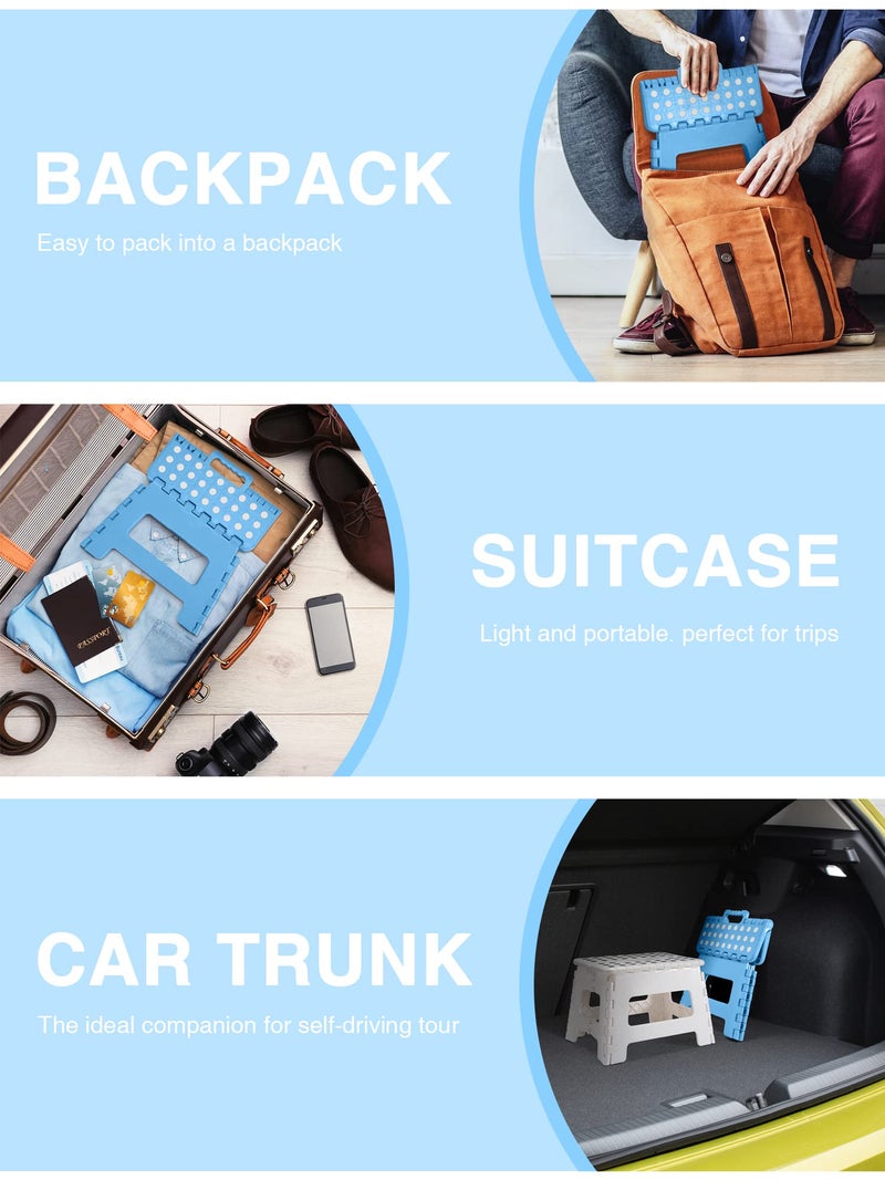 Dyforce Folding Step Stool 9", Kids Step Stool, Heavy Duty Step Stools for Adults, Compact Foot Stools, Light-Weight Toddler Step Stools for Kitchen, Bathroom, Holds Up to 300 lbs (Blue) - Image 3