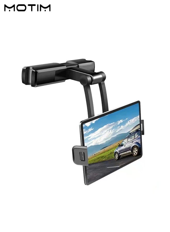 موتيم حامل جهاز لوحي للسيارة مثبت على المقعد الخلفي، حامل هاتف و iPad قابل للتدوير وتعديل المسافة، زاوية رؤية بعيدة لمستلزمات الرحلات، مستلزمات رحلات الأطفال للسيارة لأجهزة مقاس 4.7-12.3 بوصة - Image 3