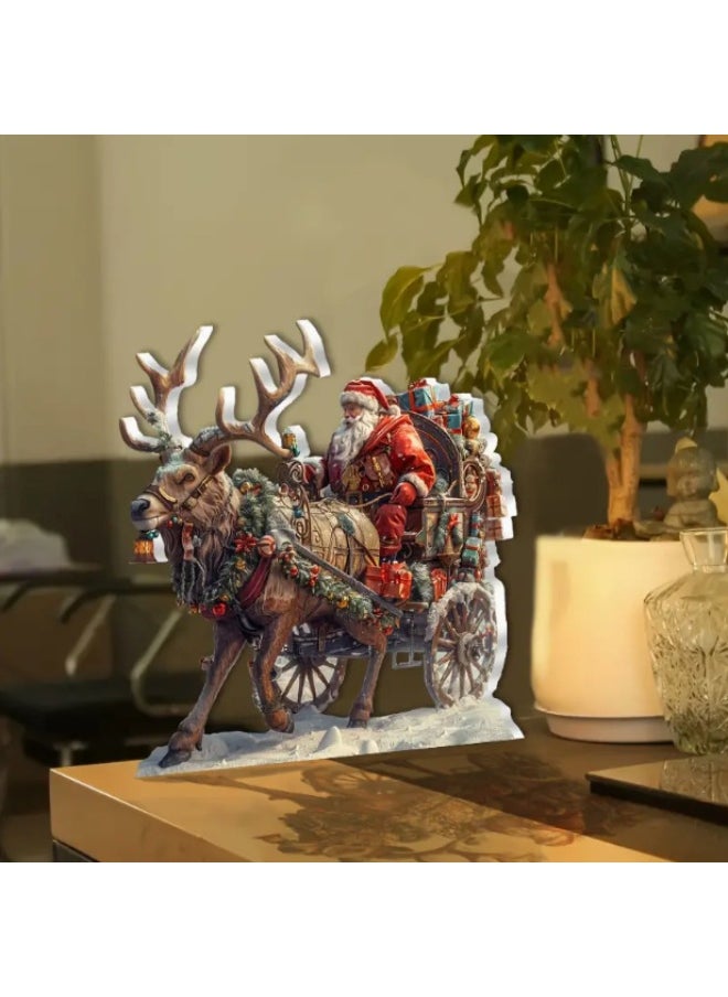 Generic Acrylic Christmas Santa Claus Elk Snowmobile Desktop Ornament Car Rearview Mirror Decoration(2Pcs)  - Image 3