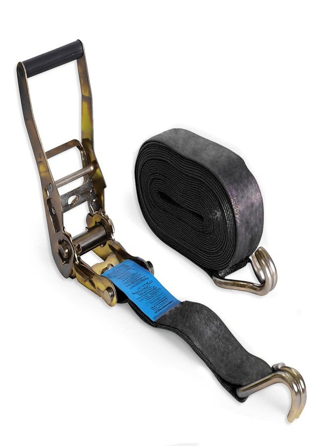 روبوست حزام ربط متين - عبوة من قطعتين (أسود) | حزام شد شديد التحمل | 50 مم × 10 أمتار | الخامة | أحزمة أمتعة بخطافات مزدوجة على شكل حرف J | مقاوم للتآكل والتمزق - Image 1