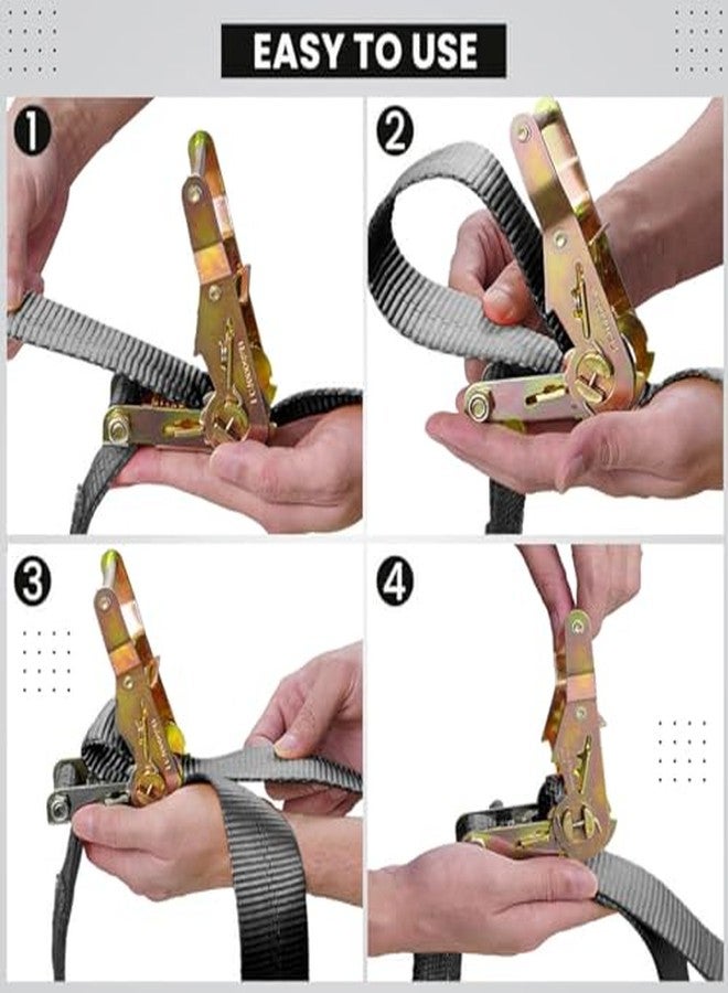 روبوست حزام ربط متين - عبوة من قطعتين (أسود) | حزام شد شديد التحمل | 50 مم × 10 أمتار | الخامة | أحزمة أمتعة بخطافات مزدوجة على شكل حرف J | مقاوم للتآكل والتمزق - Image 5