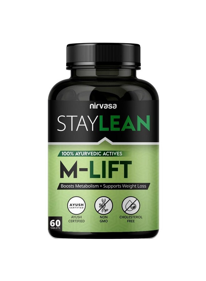 Nirvasa Staylean M-LIFT Tablet for Men & Women, for weight management, enriched with Sunthi, Marica, Pippali, Haritaki, Bibhitaki, Amalaki, Vidanga, and Babool Gond, Pure Ayurvedic, (1 X 60 Tablets) - Image 1