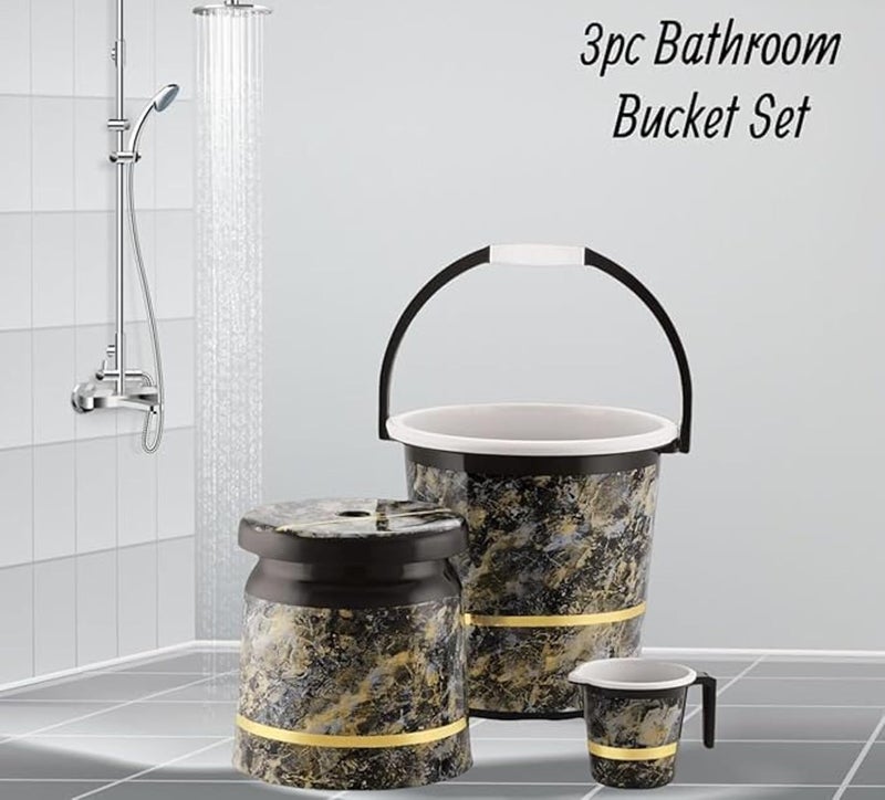 Liza Liza Orry - 11 pcs Bathroom Accessories Set Plastic Bath Set Bathroom 20 LTR. Bucket, 1 LTR. Mug Combo Set for Home Bathroom Set. (Granite Black) - Image 5