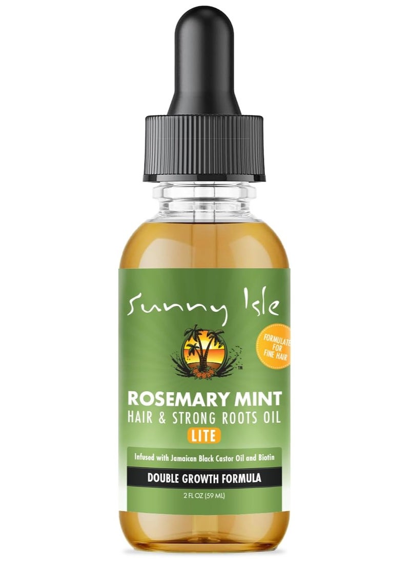 Sunny Isle Sunny Isle Rosemary Mint Hair and Strong Roots Oil Lite 2oz, For Light, Thin Hair, Infused with Biotin & Jamaican Black Castor Oil, Nourish Hair Follicles, Dry Scalp, Split Ends  - Image 1