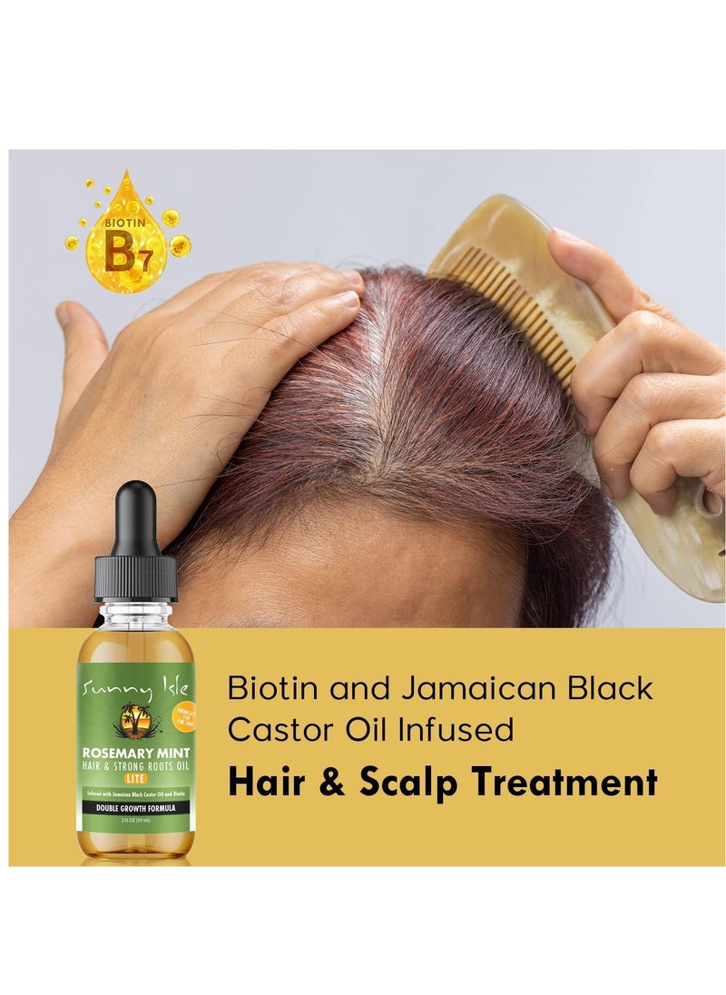 Sunny Isle Sunny Isle Rosemary Mint Hair and Strong Roots Oil Lite 2oz, For Light, Thin Hair, Infused with Biotin & Jamaican Black Castor Oil, Nourish Hair Follicles, Dry Scalp, Split Ends  - Image 5