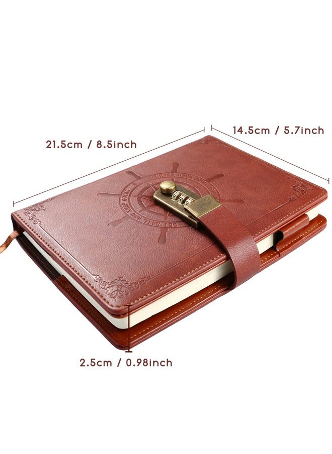 Diary With Lock, Refillable Journal With Lock Diary Organizer With Pen, Vintage Faux Leather A5 College Ruled Lined Pages Locking Journal Notebook - pzsku/Z10DBB1D76A94CCF1028BZ/45/_/1735214715/f461ad08-bf71-4a18-b2b9-6d99ca1be4ff