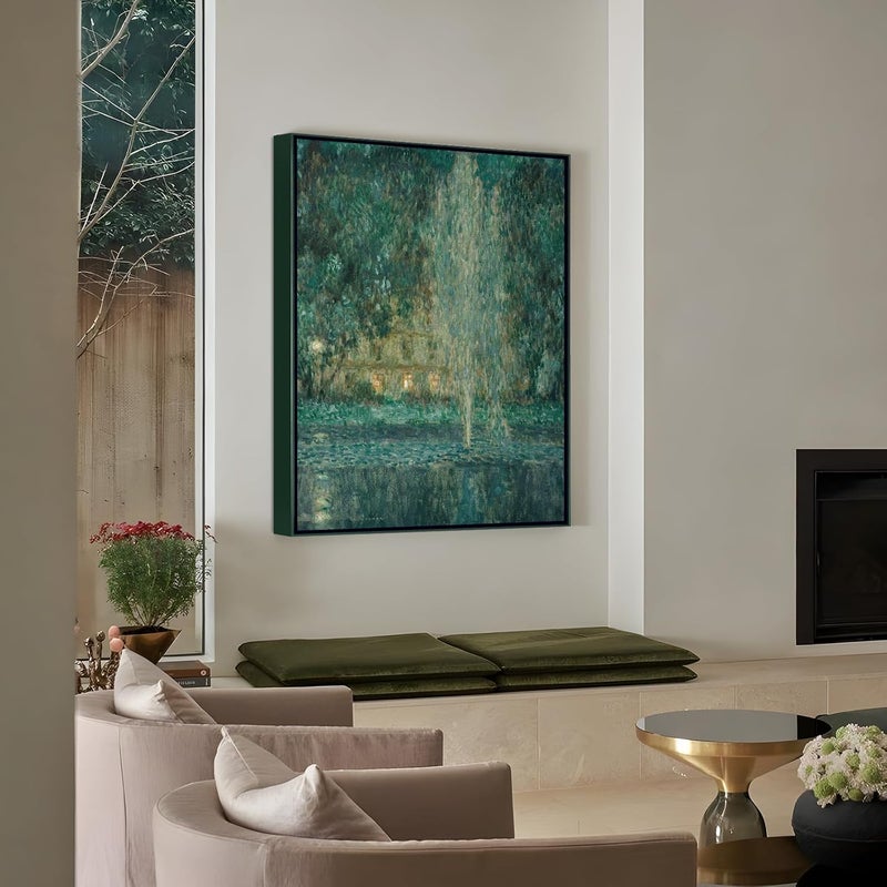 FOLKOR إطار عائم للوحات قماشية مقاس 24×30، إطارات عائمة معدنية DIY بعمق 1.5 بوصة لعرض المعارض الفنية وتزيين جدران المكاتب المنزلية والمعارض، أعمال فنية تجريدية لغرفة مزرعة عصرية (أخضر) - Image 5