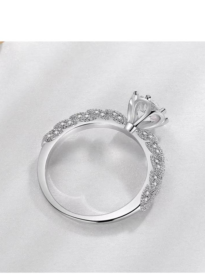 ممتاز 1 قيراط مويسانيتي خاتم زفاف النساء، S925 مطلي بالذهب الأبيض، حجم قابل للتعديل، صندوق هدايا فاخر، جاهز للهدايا - Image 3