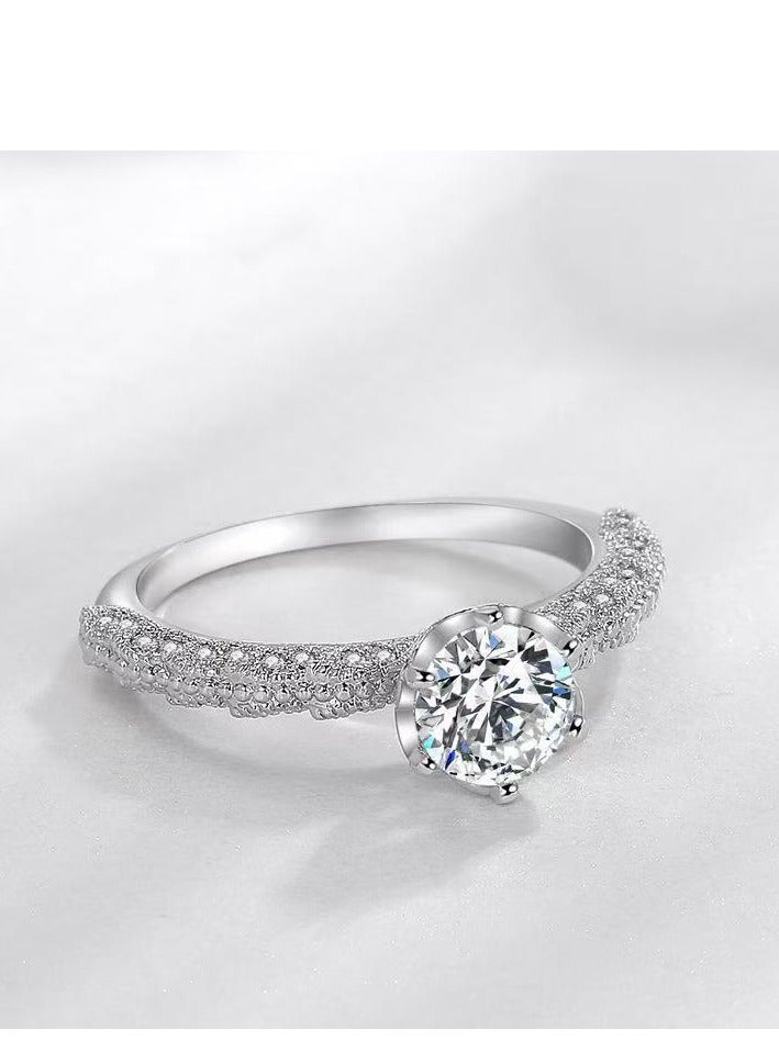 ممتاز 1 قيراط مويسانيتي خاتم زفاف النساء، S925 مطلي بالذهب الأبيض، حجم قابل للتعديل، صندوق هدايا فاخر، جاهز للهدايا - Image 4